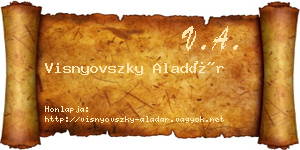Visnyovszky Aladár névjegykártya